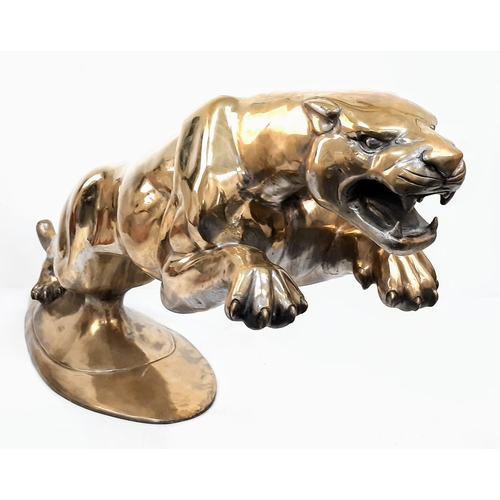 316 - A LARGE BRASS VERSION OF THE FAMOUS LEAPING JAGUAR -  CUSTOM MADE FOR ONE OF THE UK's MOST PRESTIGIO... 