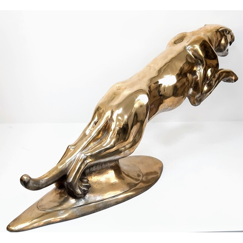 316 - A LARGE BRASS VERSION OF THE FAMOUS LEAPING JAGUAR -  CUSTOM MADE FOR ONE OF THE UK's MOST PRESTIGIO... 