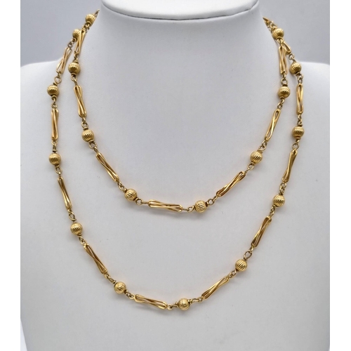 278 - 9k Yellow Gold Fancy Link Necklace, Approx 70cm in length and weighs 18G.