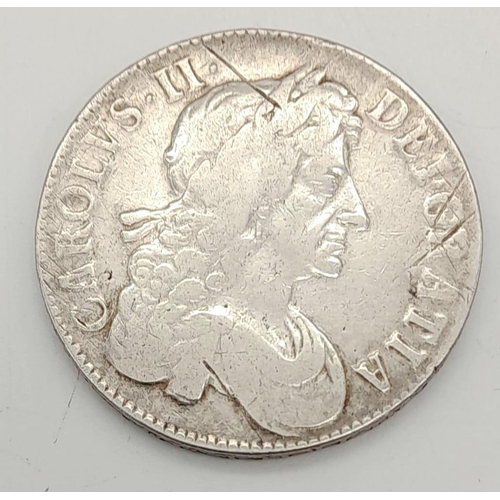 453 - Charles II Silver Crown 1679, TRICESIMO PRIMO, SP 3358, in near fine condition, minted in London.