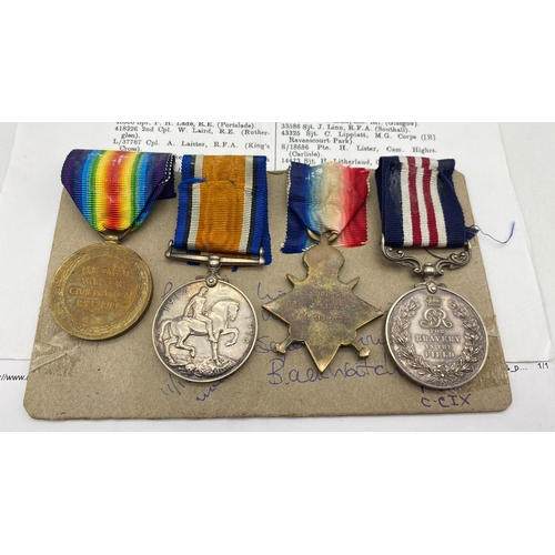 48 - WW1 Medal Group Awarded to one Pte. J. Lindsay of the Royal Highlanders (Black Watch) Comprising his... 