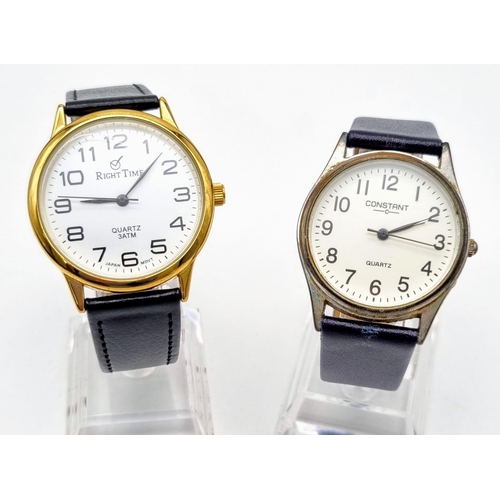 481 - A Selection of 3 Gents watches, a Right time Quartz,  a Constant Quartz, both Water resistant with b... 