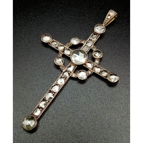 110 - An Antique Art Deco 18K Gold and Diamond Cross Pendant. 2ct of old cut diamonds. 5.58g total weight.... 