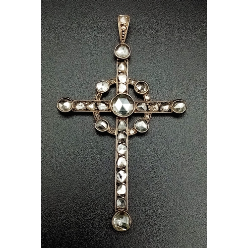 110 - An Antique Art Deco 18K Gold and Diamond Cross Pendant. 2ct of old cut diamonds. 5.58g total weight.... 