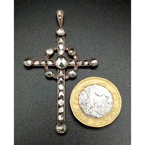 110 - An Antique Art Deco 18K Gold and Diamond Cross Pendant. 2ct of old cut diamonds. 5.58g total weight.... 