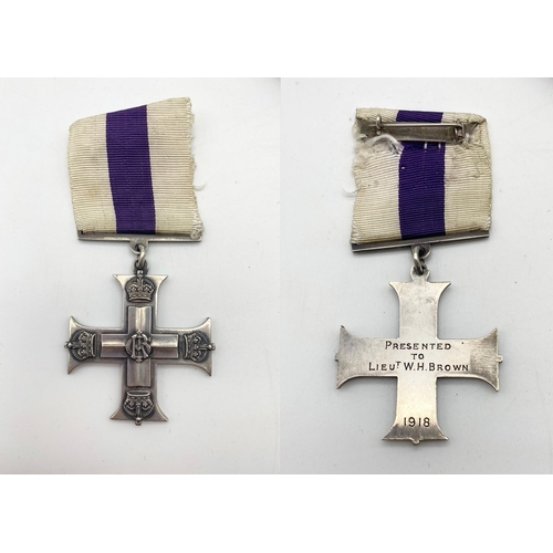 13 - WW1 Canadian Military Cross. Awarded to Lt. W.H. Brown 1918