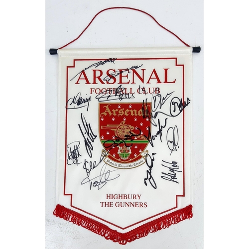 131 - An Arsenal FC 2002 Squad Signed Arsenal Banner. Signatures include: Viera, Henry, Campbell and Bergk... 