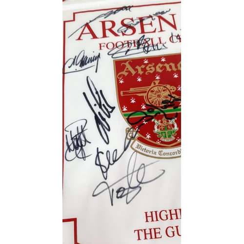 131 - An Arsenal FC 2002 Squad Signed Arsenal Banner. Signatures include: Viera, Henry, Campbell and Bergk... 