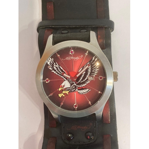 174 - ED HARDY Quartz wristwatch, rare EAGLE dial model. Having sweeping second hand, date window and lumi... 