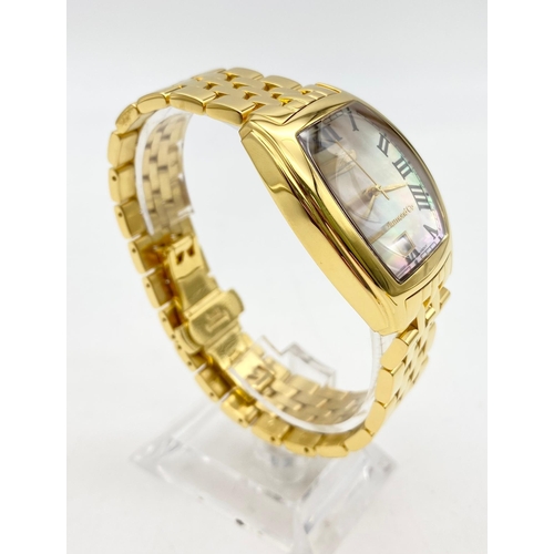 336 - Excellent Condition Limited Edition London Diamond Company 18 Carat Gold Plated, Pearl Faced, Men’s ... 