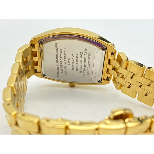 336 - Excellent Condition Limited Edition London Diamond Company 18 Carat Gold Plated, Pearl Faced, Men’s ... 