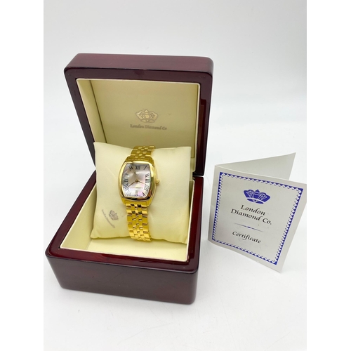 336 - Excellent Condition Limited Edition London Diamond Company 18 Carat Gold Plated, Pearl Faced, Men’s ... 