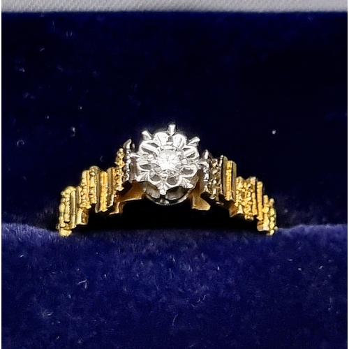 130 - A Vintage 18k Yellow Gold Single Stone Diamond Ring. Ring Size K1/2, Total Weight 3.0 grams.