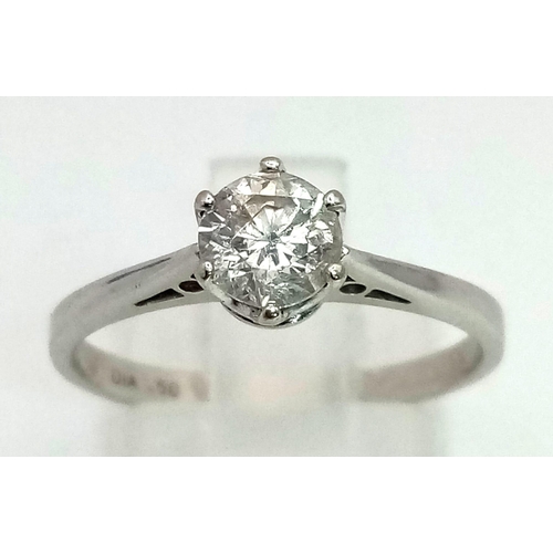 109 - 0.50 carat single stone diamond ring set in 18 carat white gold ring stamped