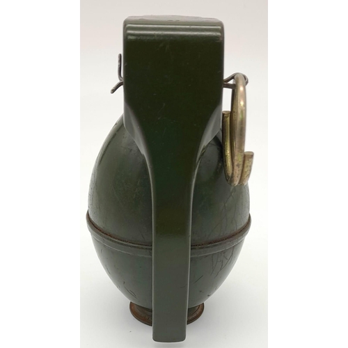 201 - INERT Vietnam War Era US M26 hand grenade. The grenade with a smooth casing and a single rib along t... 