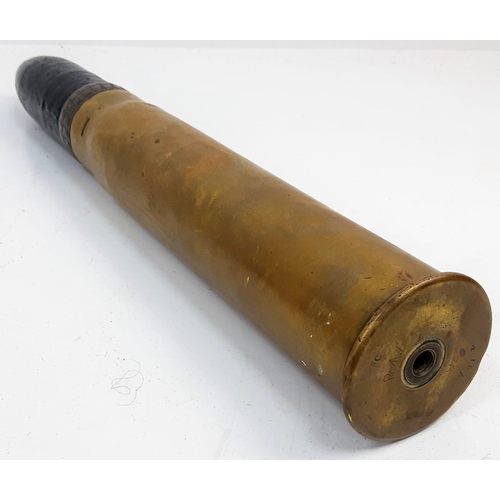 236 - INERT WW1 British 6 Pounder Hotchkiss Cannon Cartridge Shell. The shell with black painted projectil... 