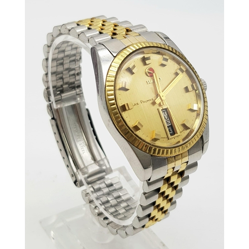 1110 - A Lovely Vintage Rado Las Palmas Automatic Gents watch. Two tone strap and case - 36mm. Gold tone di... 