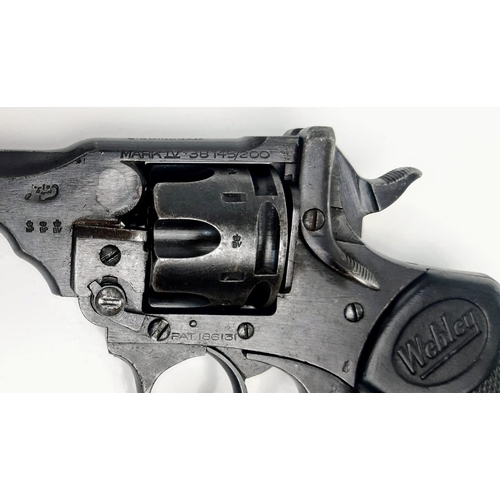 345 - A Deactivated Webley Mark IV - 145/200 War Finish (government contract) Revolver Pistol. This WW2 mi... 