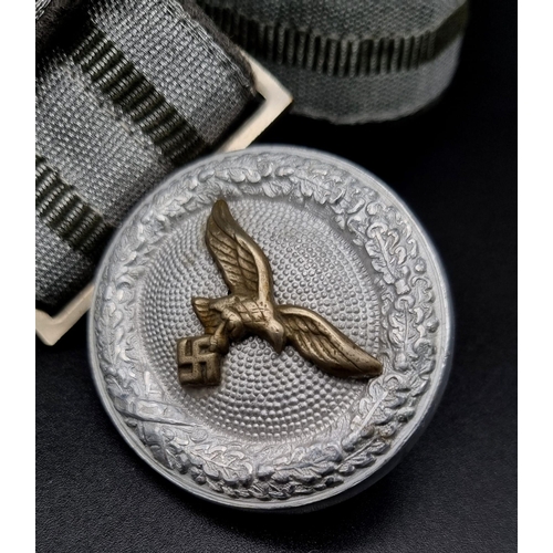 72 - WW2 German Luftwaffe Officers Dress Uniform Belt. Bullion thread on a grey felt backing with aluminu... 