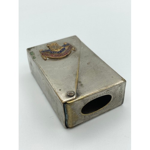 553 - Antique BRYANT and MAY Metal match box cover. Designed by DUNHILL for use by the military services. ... 