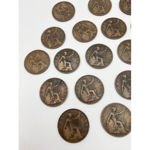 1114 - 10 George V 1918 and 10 George V 1919 One Penny Coins. Please see photos for conditions.