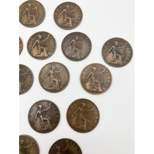 1114 - 10 George V 1918 and 10 George V 1919 One Penny Coins. Please see photos for conditions.