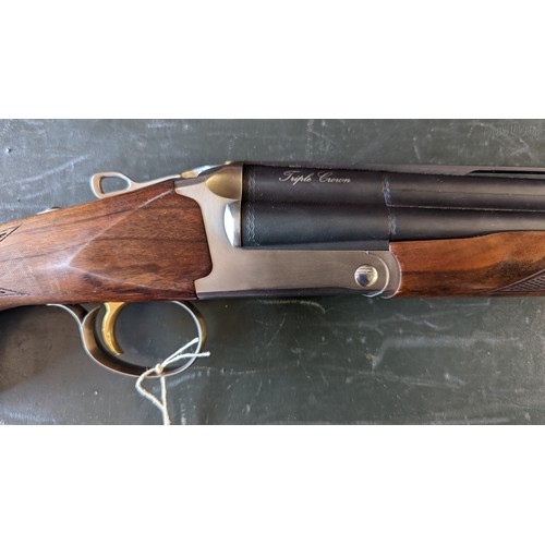 382 - A Three-barrel .410 Calibre Shotgun by Akkar. 30 inch barrels. M/C. Shotgun licence needed.