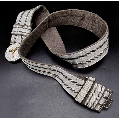 72 - WW2 German Luftwaffe Officers Dress Uniform Belt. Bullion thread on a grey felt backing with aluminu... 