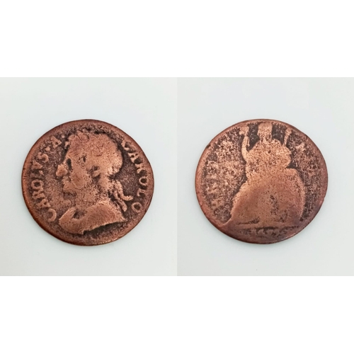 182 - A Charles II 1679 Copper Farthing Coin. S3394. Please see photos for conditions.