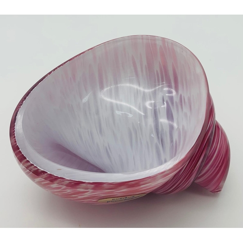 286 - A vintage, large, handmade and mouth-blown, cranberry and white glass snail made by Wedgwood, Englan... 