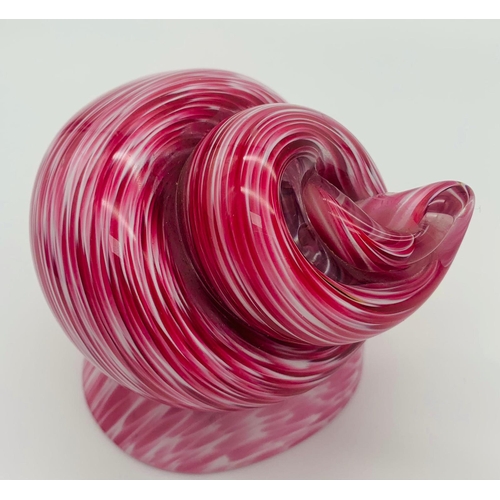 286 - A vintage, large, handmade and mouth-blown, cranberry and white glass snail made by Wedgwood, Englan... 