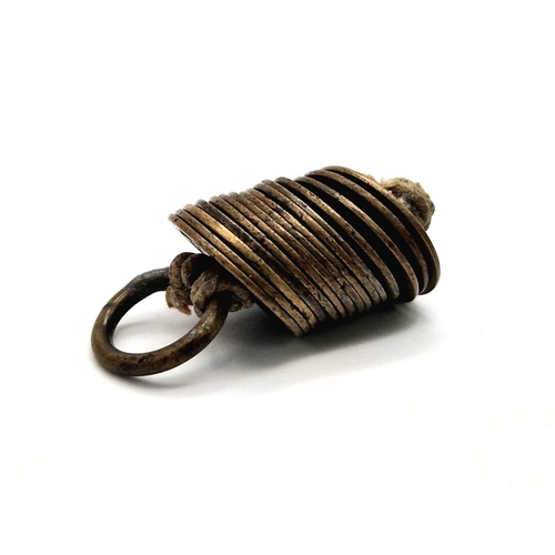 559 - 15 Antique Oriental Coins On A Rope which Represented a Buddhist Monks Monthly Pay.