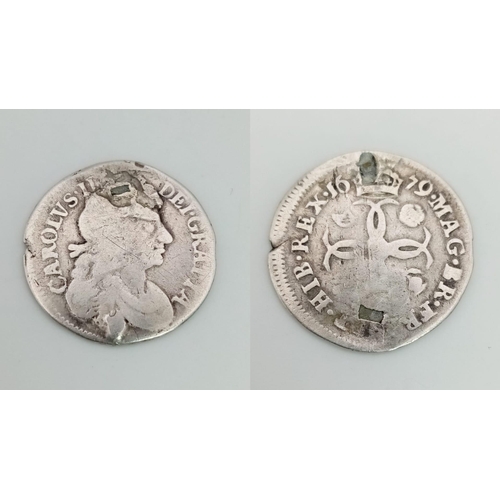 686 - A Charles II 1679 Silver Fourpence Coin. S3384. Please see photos for conditions.