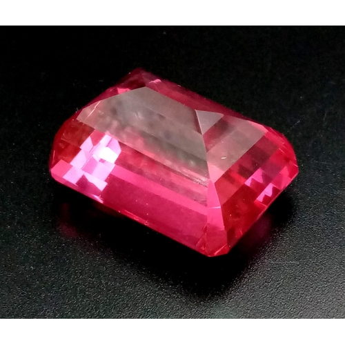 96 - A magnificent, large (73.15 carats), PINK TOURMALINE. Emerald cut, with uniform colouration and no i... 