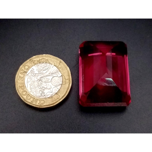 96 - A magnificent, large (73.15 carats), PINK TOURMALINE. Emerald cut, with uniform colouration and no i... 