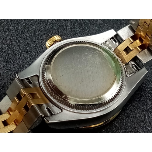 21 - A Bi-Metal Rolex Oyster Perpetual Datejust Diamond Ladies Watch. Gold and stainless steel strap and ... 