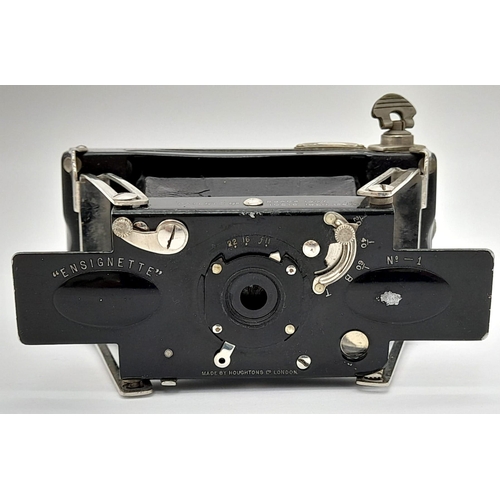 477 - A Brilliant Vintage Folding Ensignette Camera in Original Case. Folds out. 10cm length.