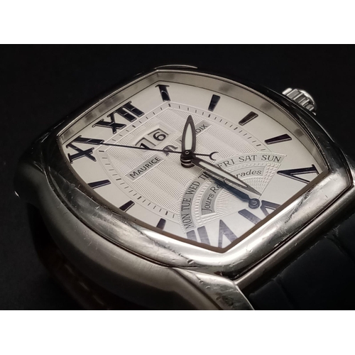 49 - A Maurice Lacroix Jours Retrogrades Gents watch. Original leather strap. Stainless steel case with s... 