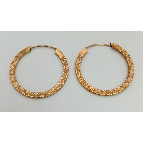 579 - A Pair of 9K Yellow Gold Vintage Hoop Earrings. 1.12g