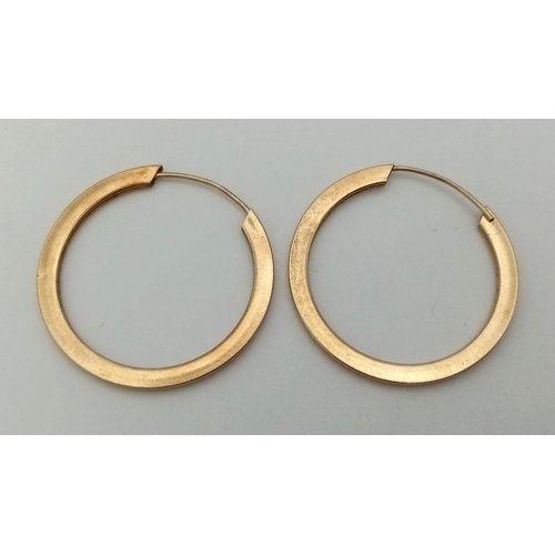 579 - A Pair of 9K Yellow Gold Vintage Hoop Earrings. 1.12g