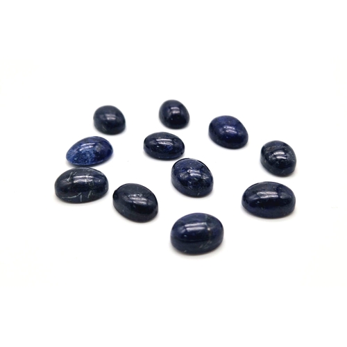 750 - 102.30 Ct Cabochon Blue Sapphire Gemstones - Lot of 11 Pcs. Oval Shape.