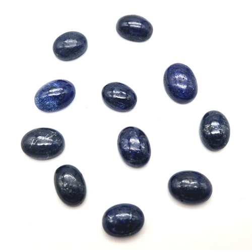 750 - 102.30 Ct Cabochon Blue Sapphire Gemstones - Lot of 11 Pcs. Oval Shape.