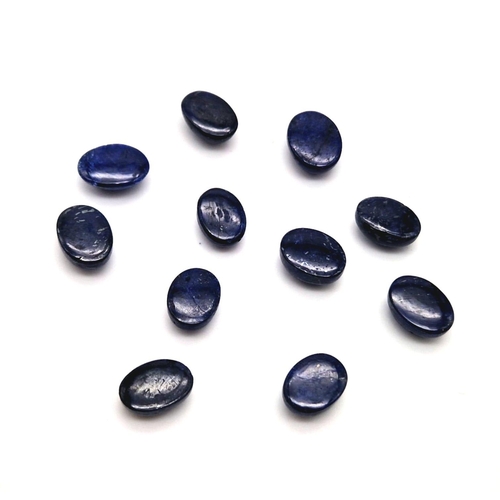 750 - 102.30 Ct Cabochon Blue Sapphire Gemstones - Lot of 11 Pcs. Oval Shape.