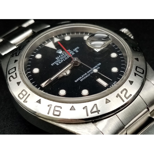 98 - A Vintage Rolex Explorer II Gents Watch. Stainless steel strap and case - 38mm. Black dial with date... 