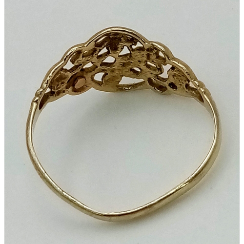 988 - A Vintage 10K Two Colour Gold Slightly Bent at Rear Cupid Ring. Size M. 1.15g