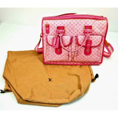 141 - A Louis Vuitton Mary Kate 2-way Bag. Strawberry pink canvas and patent leather with a monogram patte... 