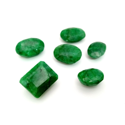 442 - 63.80 Ct Faceted Emerald Gemstones - Lot of 6 Pcs