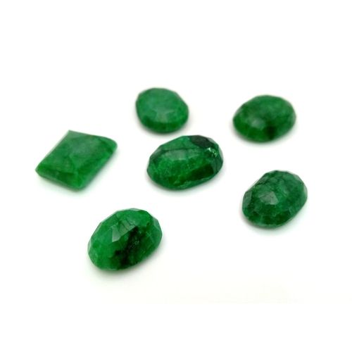 442 - 63.80 Ct Faceted Emerald Gemstones - Lot of 6 Pcs