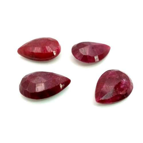 743 - 25.75 Ct Faceted Ruby Gemstones Lot of 4 Pcs - Pear Shape.