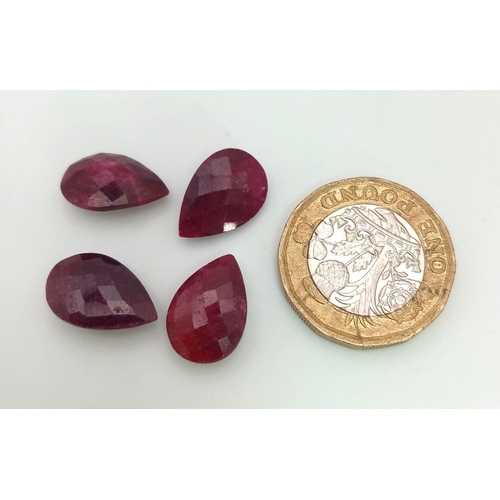 743 - 25.75 Ct Faceted Ruby Gemstones Lot of 4 Pcs - Pear Shape.